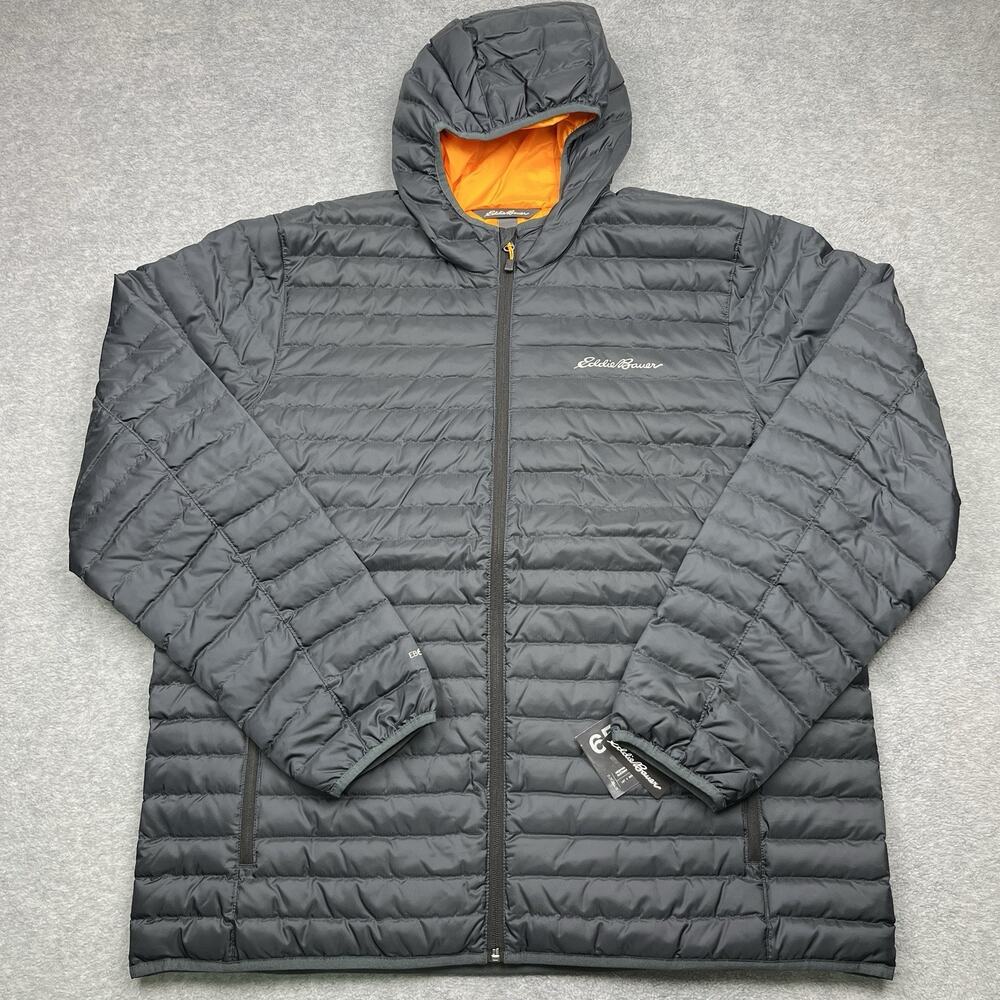 Eddie Bauer Men's Black Hooded Packable Down Jacket